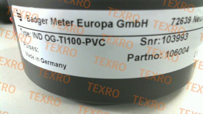Badger Meter-P/N 106004 Type: Industrial OG-TI100-PVC